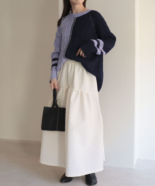 fredy emue（フレディエミュ）の「バイカラーケーブルニット（ニット/セーター・レディース・ブラウン/グレー/ラベンダー・38）」の17枚目の写真