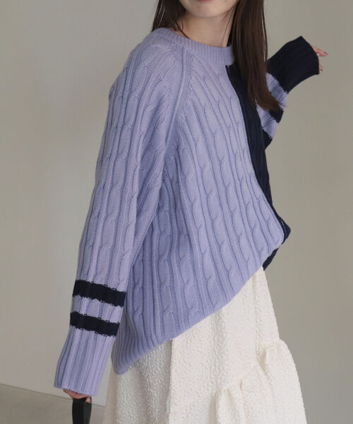 fredy emue（フレディエミュ）の「バイカラーケーブルニット（ニット/セーター・レディース・ブラウン/グレー/ラベンダー・38）」の20枚目の写真