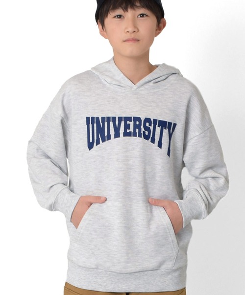 GLAZOS(グラソス)の「裏毛・カレッジプリントパーカー(パーカー・キッズ・オートミール/カーキ/ブラック/グレー・140cm/150cm/160cm/170cm)」の3枚目の写真