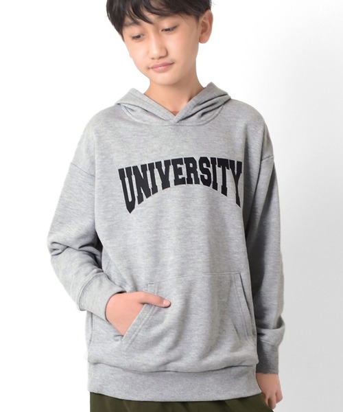 GLAZOS(グラソス)の「裏毛・カレッジプリントパーカー(パーカー・キッズ・オートミール/カーキ/ブラック/グレー・140cm/150cm/160cm/170cm)」の2枚目の写真