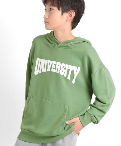 GLAZOS(グラソス)の「裏毛・カレッジプリントパーカー(パーカー・キッズ・オートミール/カーキ/ブラック/グレー・140cm/150cm/160cm/170cm)」の4枚目の写真