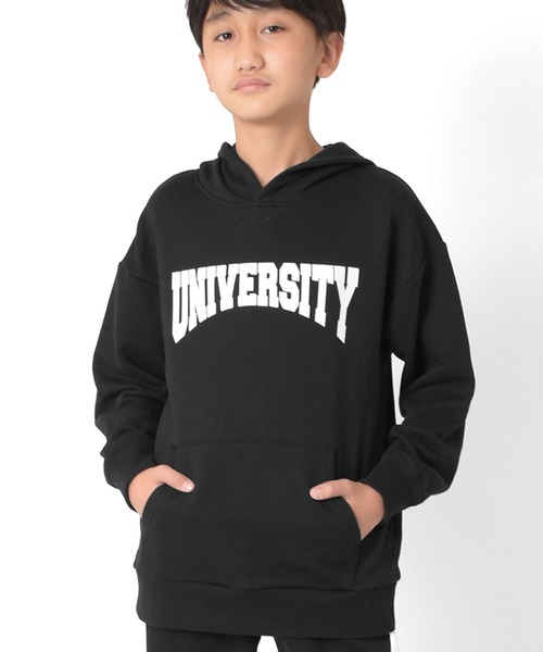 GLAZOS(グラソス)の「裏毛・カレッジプリントパーカー(パーカー・キッズ・オートミール/カーキ/ブラック/グレー・140cm/150cm/160cm/170cm)」の1枚目の写真