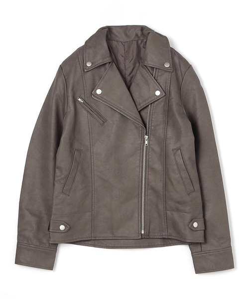 NICOLE white（ニコルホワイト）の「フェイクレザー ダブルライダースジャケット（ライダースジャケット・レディース・ブラック/アッシュグレー/ベージュ・MEDIUM/LARGE）」の21枚目の写真