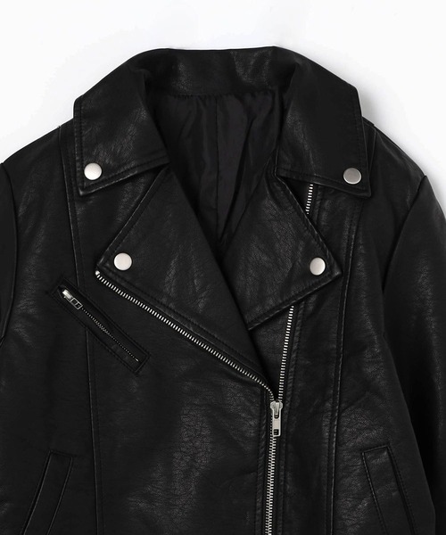 NICOLE white（ニコルホワイト）の「フェイクレザー ダブルライダースジャケット（ライダースジャケット・レディース・ブラック/アッシュグレー/ベージュ・MEDIUM/LARGE）」の18枚目の写真