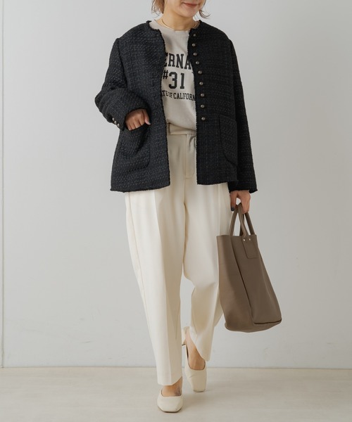 PUAL CE CIN（ピュアルセシン）の「プレーティング加工カレッジロゴプリントプルオーバー（Tシャツ/カットソー・レディース・ライトベージュ/ベージュ/グレー・FREE）」の8枚目の写真