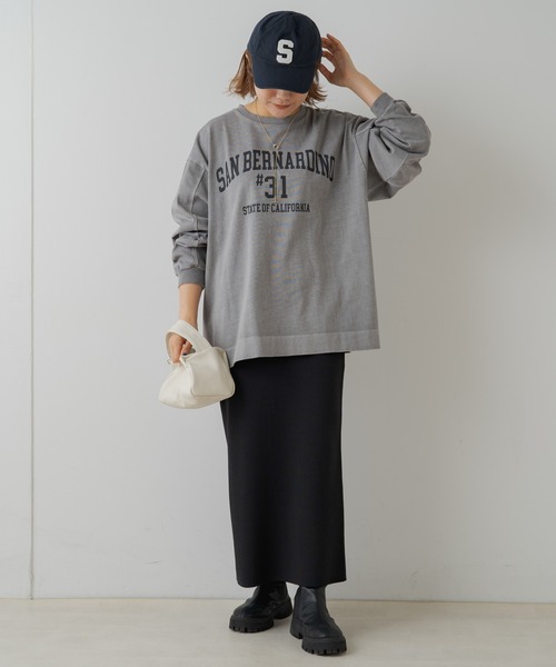 PUAL CE CIN（ピュアルセシン）の「プレーティング加工カレッジロゴプリントプルオーバー（Tシャツ/カットソー・レディース・ライトベージュ/ベージュ/グレー・FREE）」の5枚目の写真