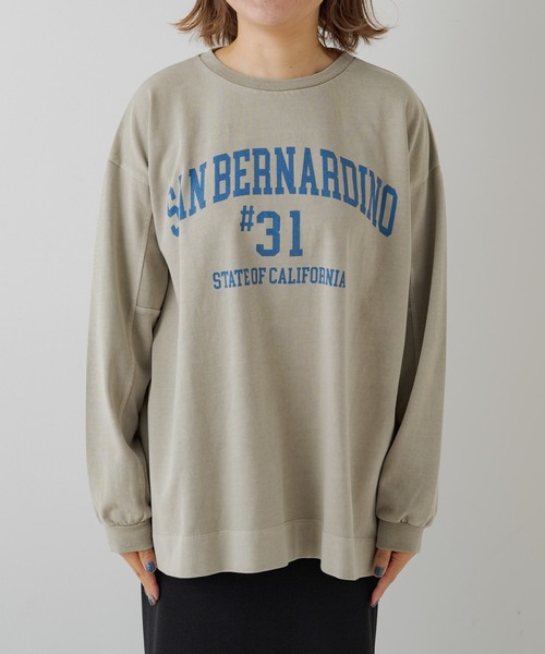 PUAL CE CIN（ピュアルセシン）の「プレーティング加工カレッジロゴプリントプルオーバー（Tシャツ/カットソー・レディース・ライトベージュ/ベージュ/グレー・FREE）」の12枚目の写真