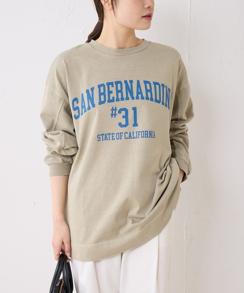 PUAL CE CIN（ピュアルセシン）の「プレーティング加工カレッジロゴプリントプルオーバー（Tシャツ/カットソー・レディース・ライトベージュ/ベージュ/グレー・FREE）」の9枚目の写真