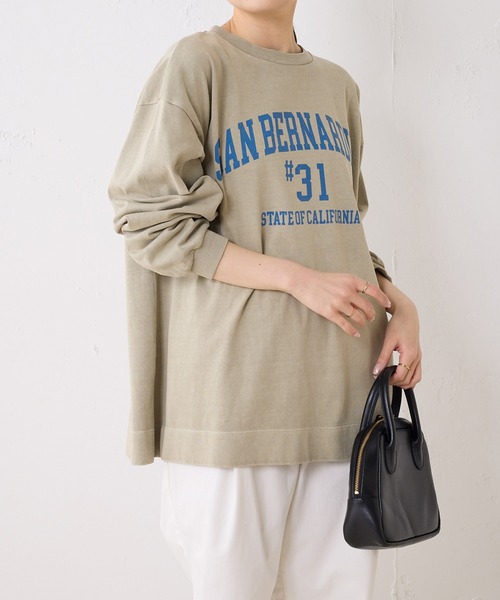 PUAL CE CIN（ピュアルセシン）の「プレーティング加工カレッジロゴプリントプルオーバー（Tシャツ/カットソー・レディース・ライトベージュ/ベージュ/グレー・FREE）」の10枚目の写真