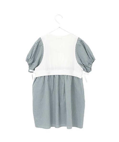 MAKE YOUR DAY（メイクユアデイ）の「レイヤード風パフスリーブワンピース■80～140cm（ワンピース・キッズ・オフホワイト/ブラック・80/90/100/110/120/130/140）」の9枚目の写真