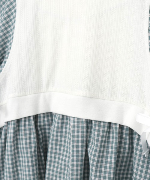 MAKE YOUR DAY（メイクユアデイ）の「レイヤード風パフスリーブワンピース■80～140cm（ワンピース・キッズ・オフホワイト/ブラック・80/90/100/110/120/130/140）」の15枚目の写真