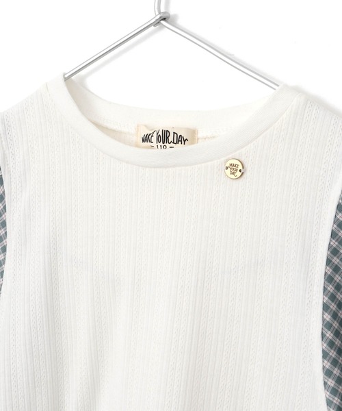 MAKE YOUR DAY（メイクユアデイ）の「レイヤード風パフスリーブワンピース■80～140cm（ワンピース・キッズ・オフホワイト/ブラック・80/90/100/110/120/130/140）」の12枚目の写真