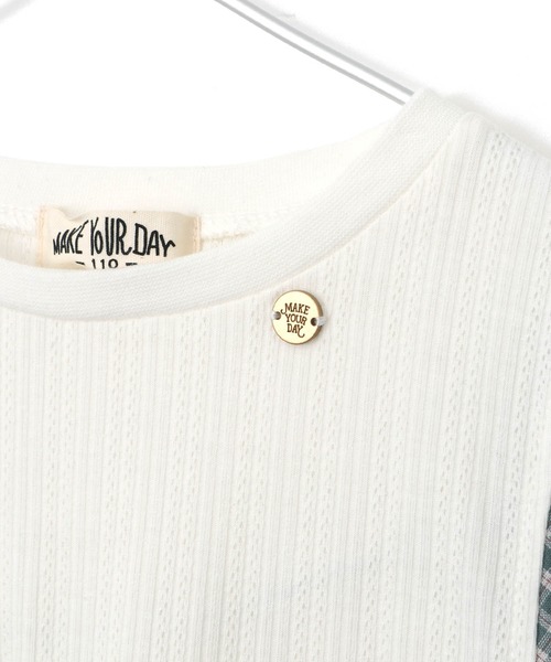 MAKE YOUR DAY（メイクユアデイ）の「レイヤード風パフスリーブワンピース■80～140cm（ワンピース・キッズ・オフホワイト/ブラック・80/90/100/110/120/130/140）」の13枚目の写真