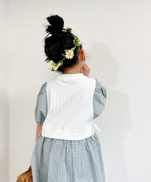 MAKE YOUR DAY（メイクユアデイ）の「レイヤード風パフスリーブワンピース■80～140cm（ワンピース・キッズ・オフホワイト/ブラック・80/90/100/110/120/130/140）」の19枚目の写真