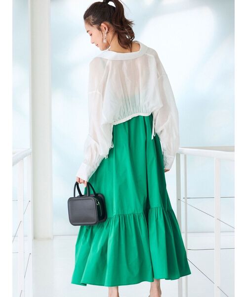 MERCURYDUO（マーキュリーデュオ）の「サイドリボンギャザーシアーシャツ（シャツ/ブラウス・レディース・オフホワイト/ライトブルー/ラベンダー・FREE）」の4枚目の写真