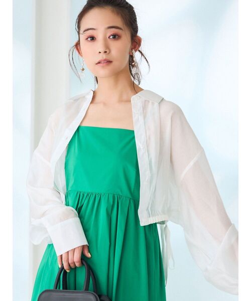 MERCURYDUO（マーキュリーデュオ）の「サイドリボンギャザーシアーシャツ（シャツ/ブラウス・レディース・オフホワイト/ライトブルー/ラベンダー・FREE）」の5枚目の写真