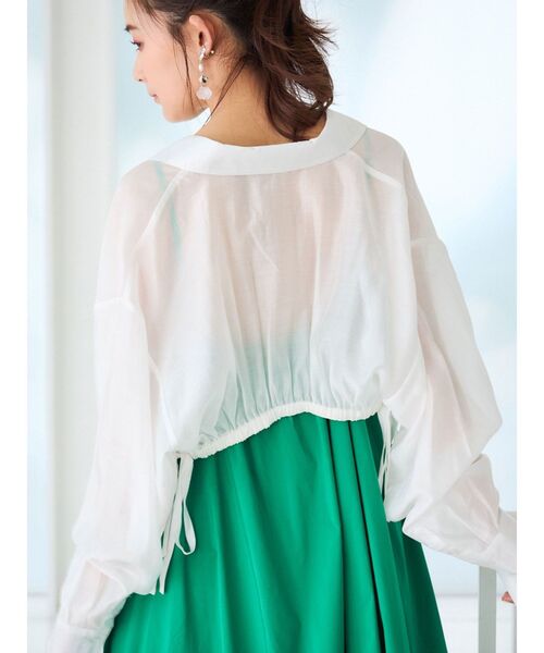 MERCURYDUO（マーキュリーデュオ）の「サイドリボンギャザーシアーシャツ（シャツ/ブラウス・レディース・オフホワイト/ライトブルー/ラベンダー・FREE）」の8枚目の写真