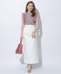 Apuweiser-riche - ※ひまわり※新品♡アプ♡︎スタンドフリルリブニット/ブラックボーダーM Apuweiser-riche（アプワイザーリッシェ）の「ショルダーフリル