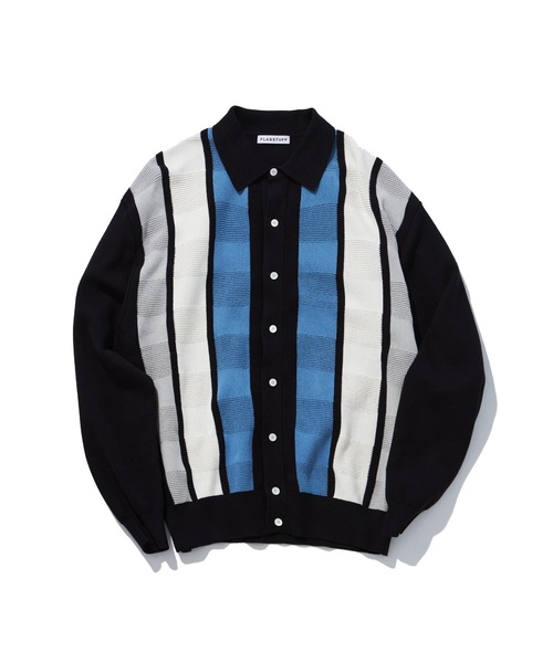 F-LAGSTUF-F（フラグスタフ）の「STRIPE KNIT CARDIGAN（カーディガン/ボレロ・メンズ・オレンジ/ブラック・M/L）」の2枚目の写真