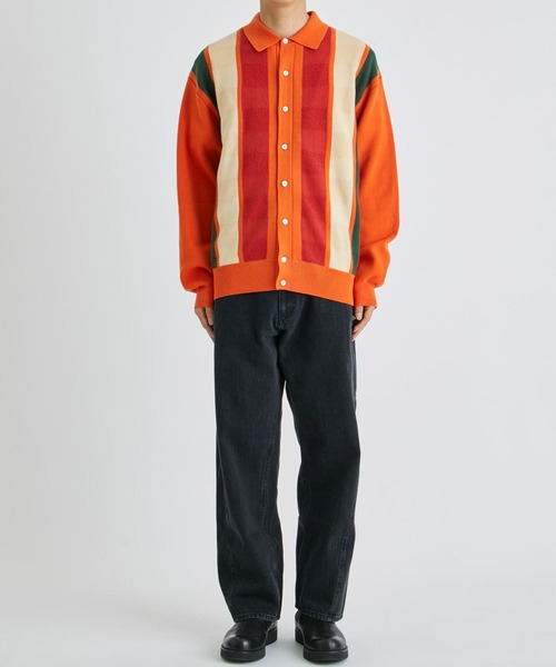 F-LAGSTUF-F（フラグスタフ）の「STRIPE KNIT CARDIGAN（カーディガン/ボレロ・メンズ・オレンジ/ブラック・M/L）」の4枚目の写真