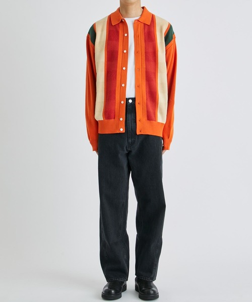 F-LAGSTUF-F（フラグスタフ）の「STRIPE KNIT CARDIGAN（カーディガン/ボレロ・メンズ・オレンジ/ブラック・M/L）」の5枚目の写真