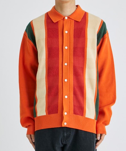F-LAGSTUF-F（フラグスタフ）の「STRIPE KNIT CARDIGAN（カーディガン/ボレロ・メンズ・オレンジ/ブラック・M/L）」の6枚目の写真