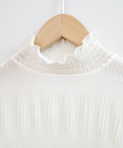 shopnikoniko(ショップニコニコ)の「フリル袖シャーリングシアートップス(シャツ/ブラウス・レディース・ベージュ/ホワイト/ブラック・フリー)」の16枚目の写真