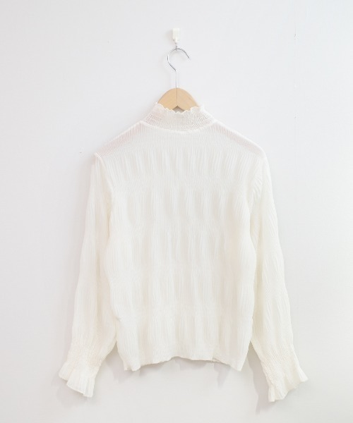 shopnikoniko(ショップニコニコ)の「フリル袖シャーリングシアートップス(シャツ/ブラウス・レディース・ベージュ/ホワイト/ブラック・フリー)」の12枚目の写真
