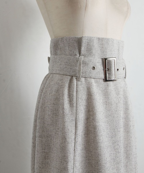 tocco closet（トッコ　クローゼット）の「ベルト付き裾フリンジマーメイドツイードスカート（スカート・レディース・ネイビー/オフホワイト・M）」の8枚目の写真