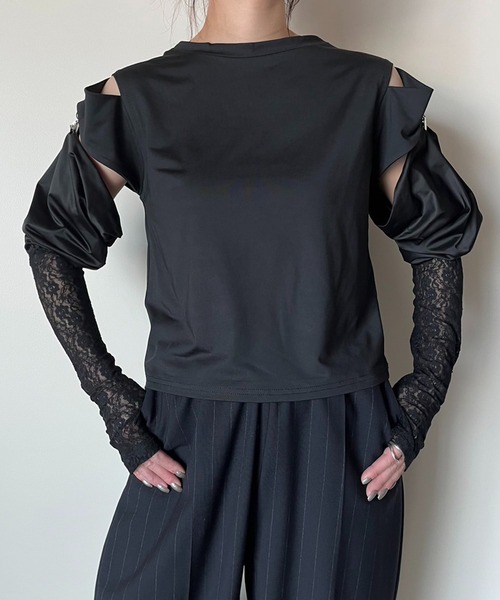 PRANK PROJECT（プランクプロジェクト）の「コンビネーションハンドカバー＆タンクトップ / Combination Hand Cover & Tank Top（Tシャツ/カットソー・レディース・ブラック/ホワイト/マルチ・FREE）」の4枚目の写真