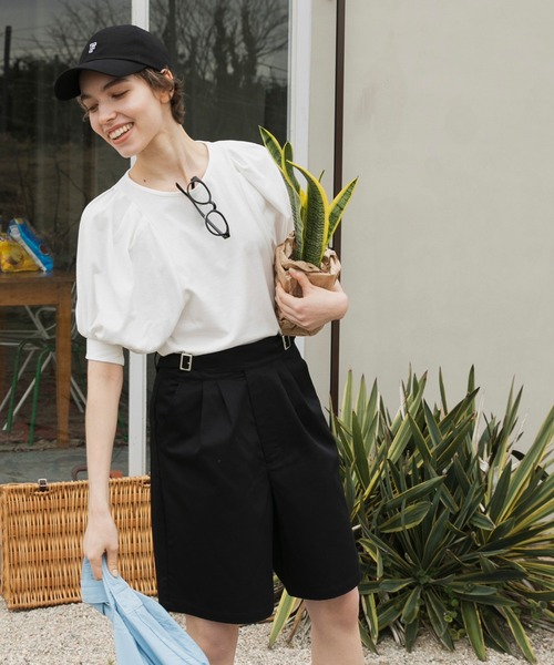 forksy.(フォルクシー)の「【forksy.】バルーンパフスリーブTシャツ(Tシャツ/カットソー・レディース・グレイッシュベージュ/ブラック/オフホワイト/ライム/ピンク・FREE)」の8枚目の写真