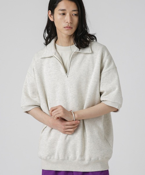 NANO universe(ナノユニバース)の「SPORTS WEAR/別注 ハーフジップ S/S(スウェット・メンズ・スミクロ/オートミール/ボルドー・S/M/L)」の14枚目の写真