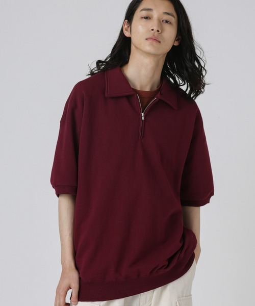 NANO universe(ナノユニバース)の「SPORTS WEAR/別注 ハーフジップ S/S(スウェット・メンズ・スミクロ/オートミール/ボルドー・S/M/L)」の16枚目の写真
