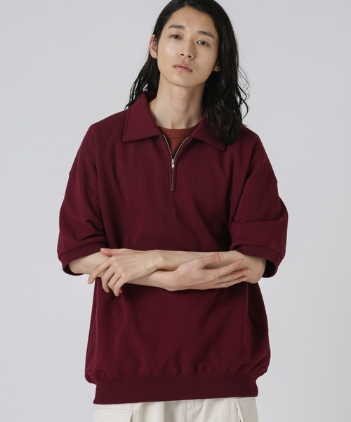 NANO universe(ナノユニバース)の「SPORTS WEAR/別注 ハーフジップ S/S(スウェット・メンズ・スミクロ/オートミール/ボルドー・S/M/L)」の17枚目の写真