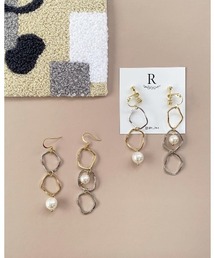 【handmadeaccessory R】アシンメトリーパールピアス(MA)