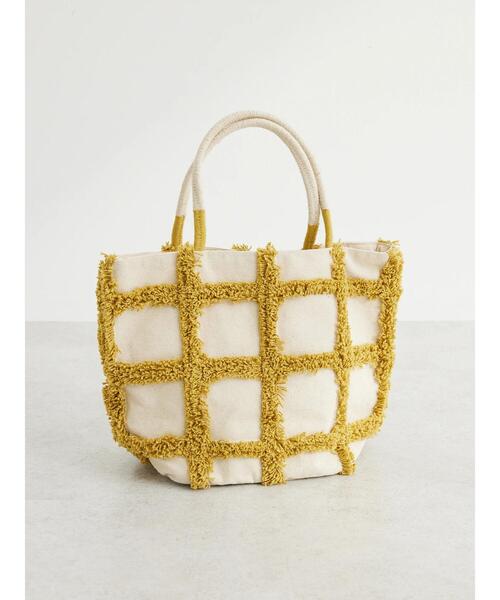 Green　Parks（グリーンパークス）の「・タフトチェックトートバッグ（トートバッグ・レディース・イエロー/グリーン・FREE）」の5枚目の写真