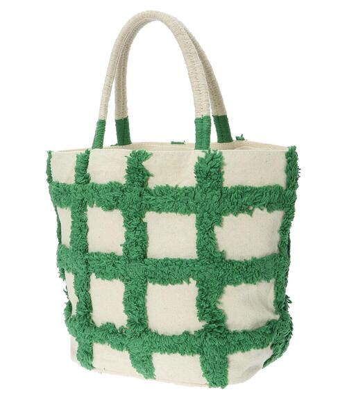 Green　Parks（グリーンパークス）の「・タフトチェックトートバッグ（トートバッグ・レディース・イエロー/グリーン・FREE）」の13枚目の写真