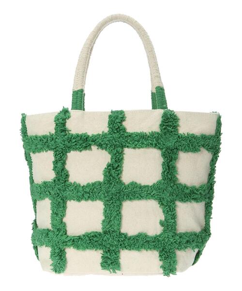 Green　Parks（グリーンパークス）の「・タフトチェックトートバッグ（トートバッグ・レディース・イエロー/グリーン・FREE）」の4枚目の写真