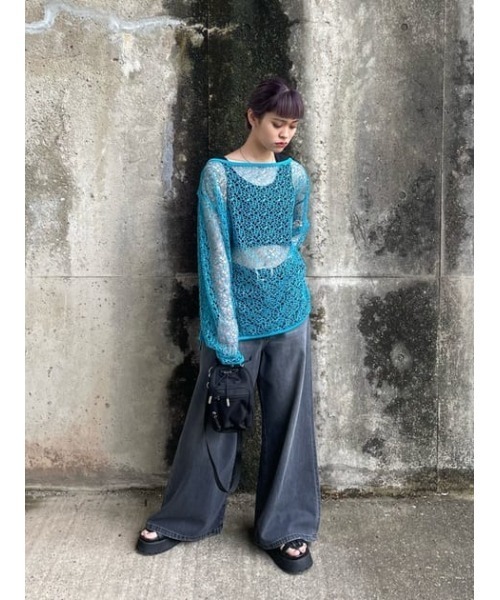 THROW by SLY(スローバイスライ)の「THROW ASYMMETRY 2P TANKTOP アシンメトリー 2ピース タンクトップ セット アシンメトリー クロップ丈(タンクトップ・レディース・ホワイト/ブラック/パープル・FREE)」の19枚目の写真