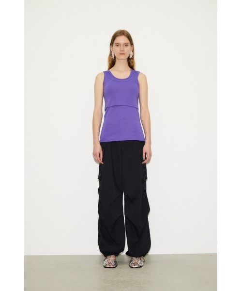 THROW by SLY(スローバイスライ)の「THROW ASYMMETRY 2P TANKTOP アシンメトリー 2ピース タンクトップ セット アシンメトリー クロップ丈(タンクトップ・レディース・ホワイト/ブラック/パープル・FREE)」の21枚目の写真
