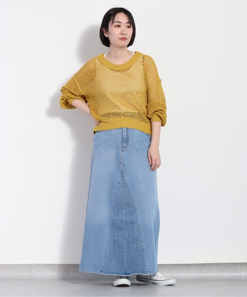 cepo（セポ）の「リネンタッチメッシュニット（ニット/セーター・レディース・イエロー/オレンジ/オフホワイト・M）」の15枚目の写真