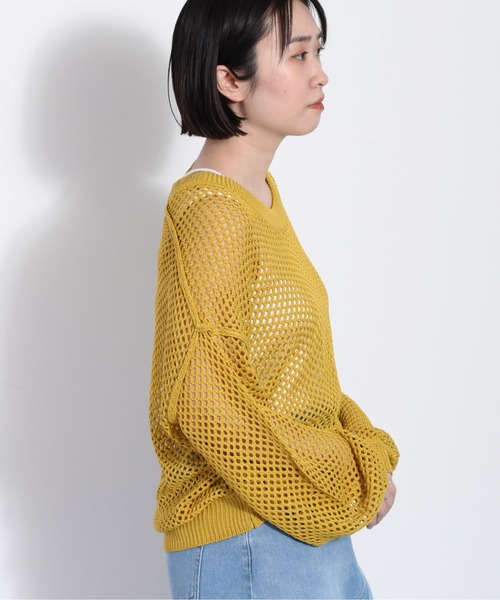 cepo（セポ）の「リネンタッチメッシュニット（ニット/セーター・レディース・イエロー/オレンジ/オフホワイト・M）」の13枚目の写真