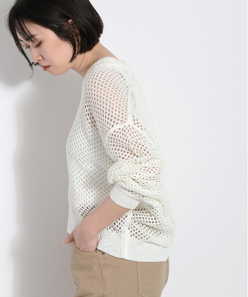 cepo（セポ）の「リネンタッチメッシュニット（ニット/セーター・レディース・イエロー/オレンジ/オフホワイト・M）」の20枚目の写真