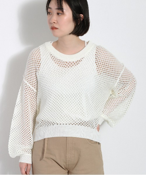 cepo（セポ）の「リネンタッチメッシュニット（ニット/セーター・レディース・イエロー/オレンジ/オフホワイト・M）」の18枚目の写真