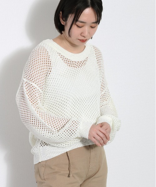 cepo（セポ）の「リネンタッチメッシュニット（ニット/セーター・レディース・イエロー/オレンジ/オフホワイト・M）」の19枚目の写真