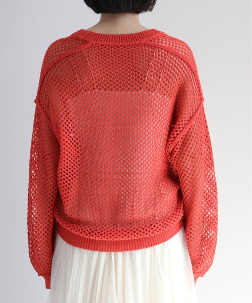 cepo（セポ）の「リネンタッチメッシュニット（ニット/セーター・レディース・イエロー/オレンジ/オフホワイト・M）」の4枚目の写真