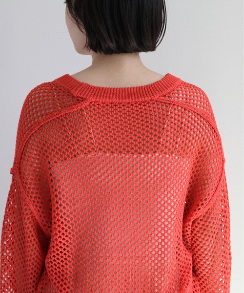 cepo（セポ）の「リネンタッチメッシュニット（ニット/セーター・レディース・イエロー/オレンジ/オフホワイト・M）」の10枚目の写真