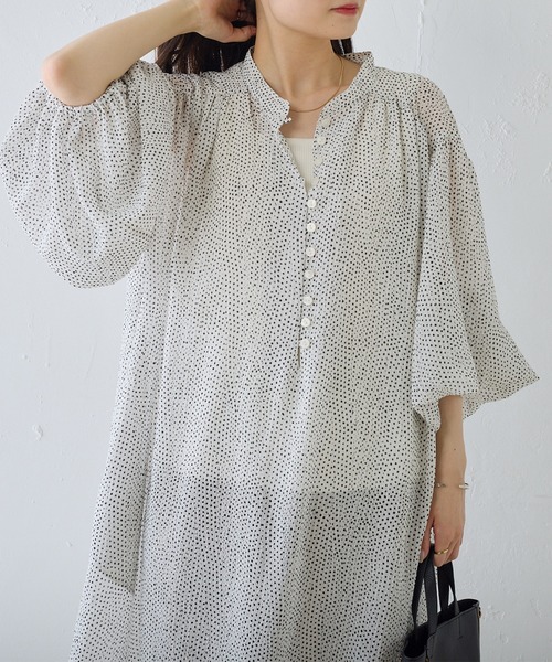 PUAL CE CIN（ピュアルセシン）の「【Du noir】ドット柄ワンピース（ワンピース・レディース・ホワイト系/ブラック系・FREE）」の4枚目の写真