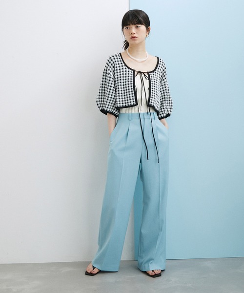 ADAM ET ROPE'（アダムエロペ）の「【サステナブル・セットアップ対応・WEB限定】チェック＆リブニットブラトップ（チューブトップ・レディース・ブラック/オフホワイト/ブラック系その他2・FREE）」の6枚目の写真