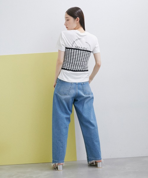 ADAM ET ROPE'（アダムエロペ）の「【サステナブル・セットアップ対応・WEB限定】チェック＆リブニットブラトップ（チューブトップ・レディース・ブラック/オフホワイト/ブラック系その他2・FREE）」の10枚目の写真